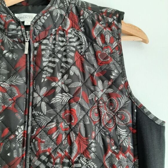NORTHERN REFLECTIONS Floral Diamond Quilt Full-Zip Vest Blue Sz S - Picture 5 of 12